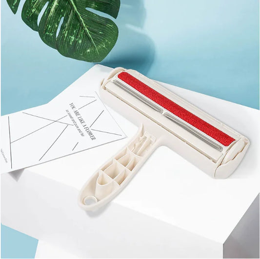 Reusable pet hair remover roller for dogs and cats.